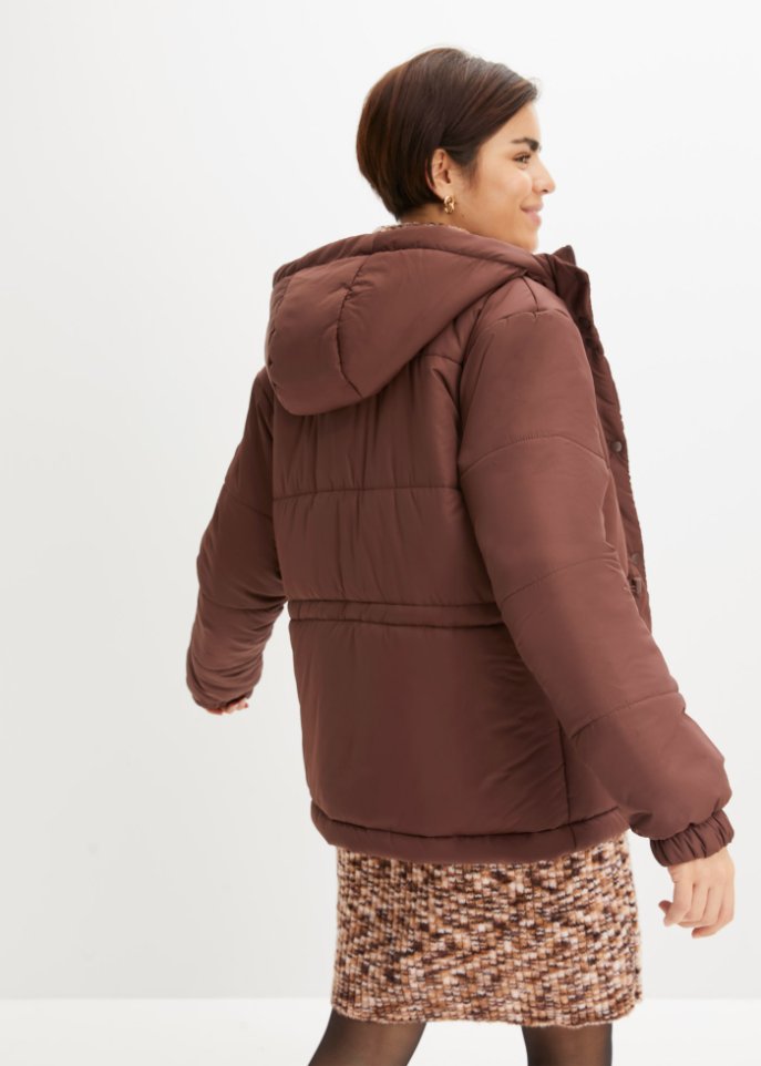Verkürzte Steppjacke mit Kapuze und Taillenregulierung
