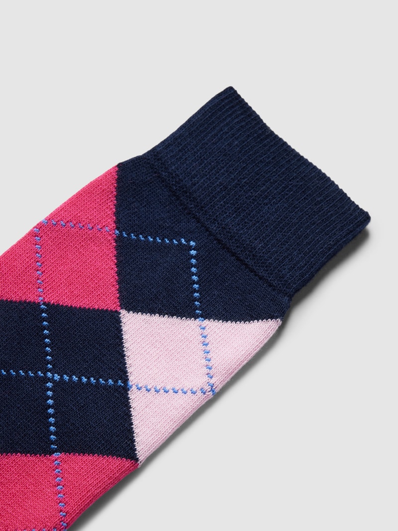 Socken mit Zickzack-Muster Modell 'Queen' in dunkelblau
