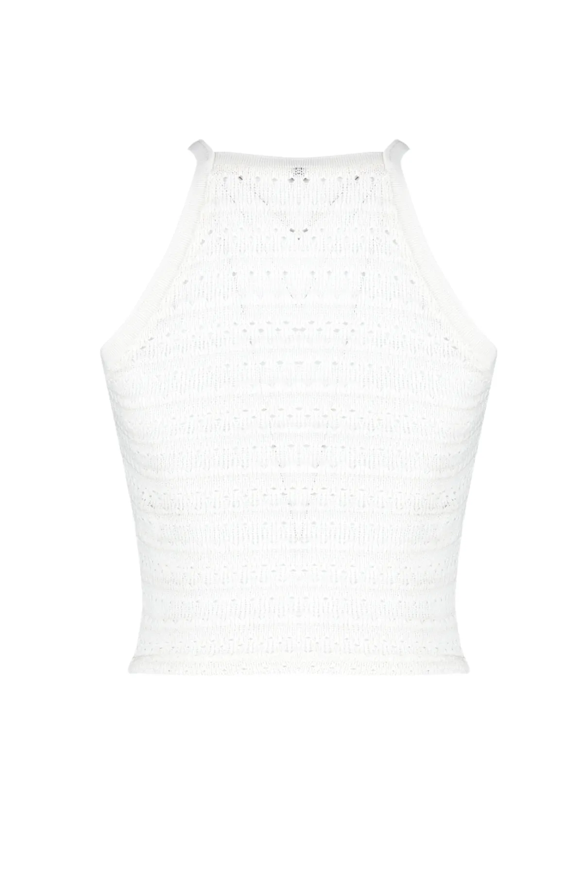 Trendyol Collection  Ecrufarbene Neckholder-Kurzbluse in Strickoptik TWOSS24BZ00450