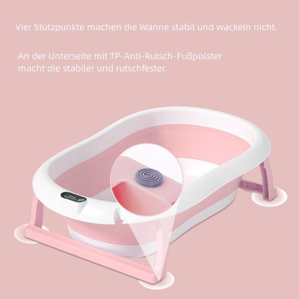 DAKYAM Babybadewanne Badewanne Babywanne faltbar mit verstellbarem Kissen–Matratze