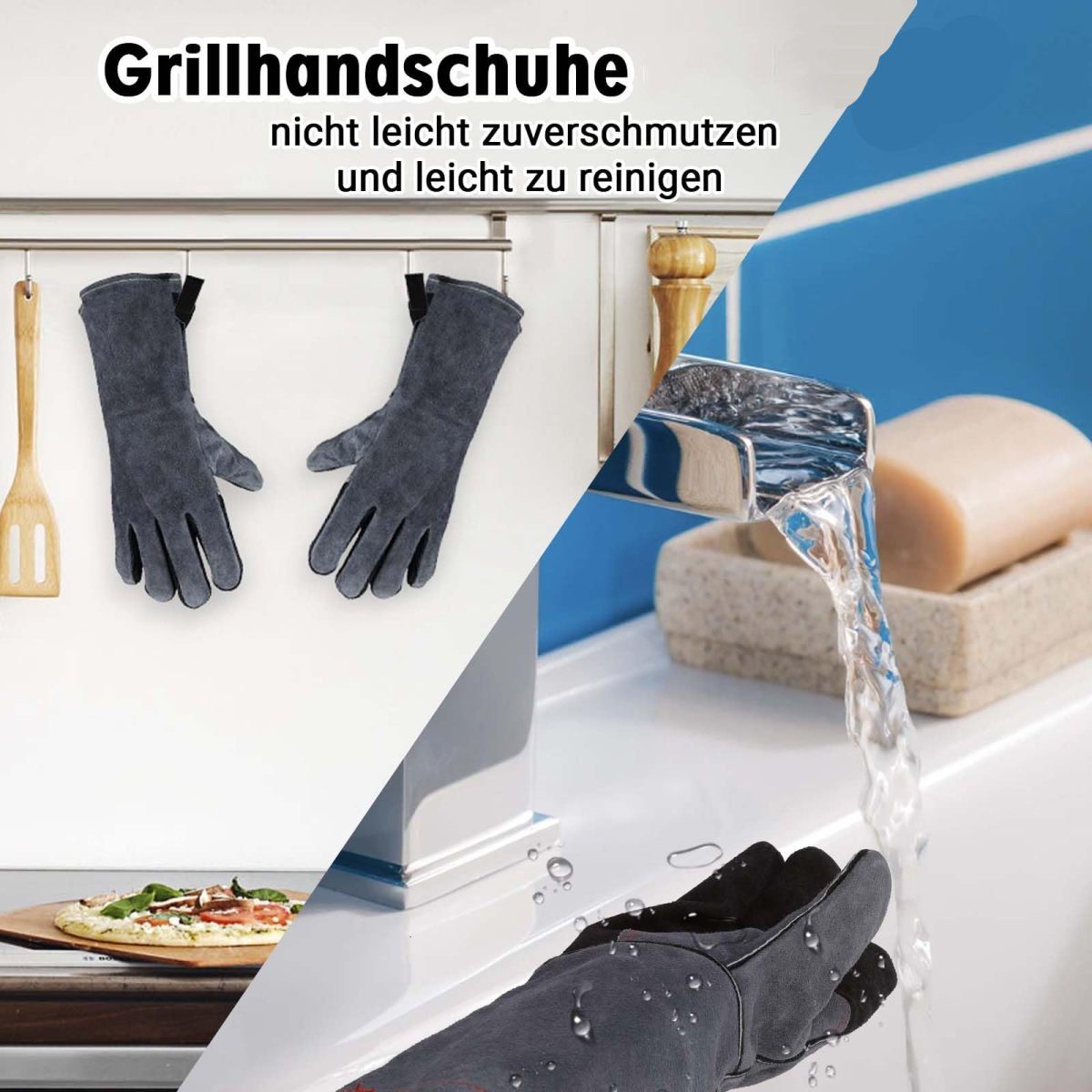 JedBesetzt Topfhandschuhe Ofenhandschuhe, Grillhandschuhe,35,5*14 cm, für Küche und Grill