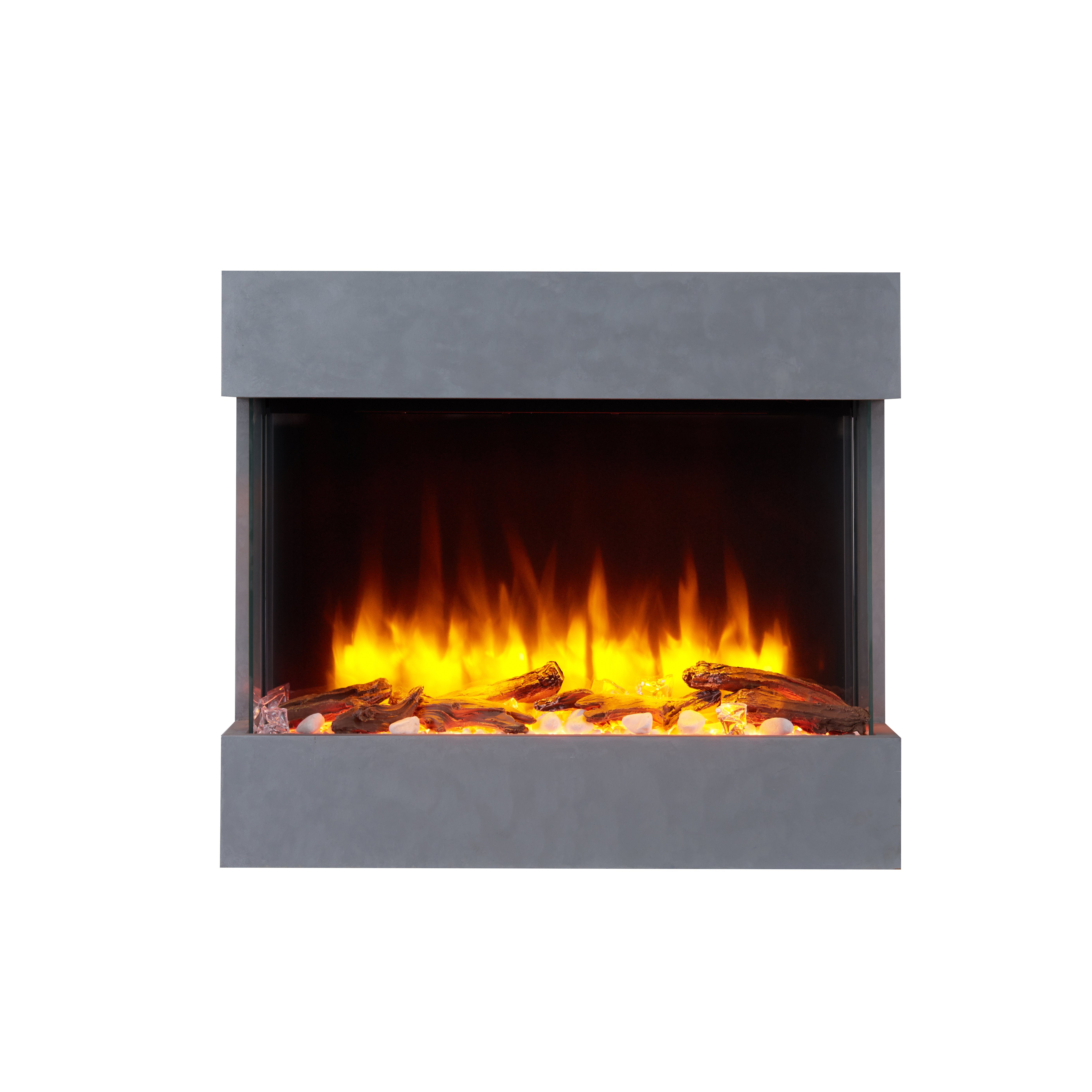 RICHEN Elektrokamin Alva, Wandkamin mit Heizung 2000W, 3D-Flammeneffekt, LED-Beleuchtung, Fernbedienung, Timer, Thermostat