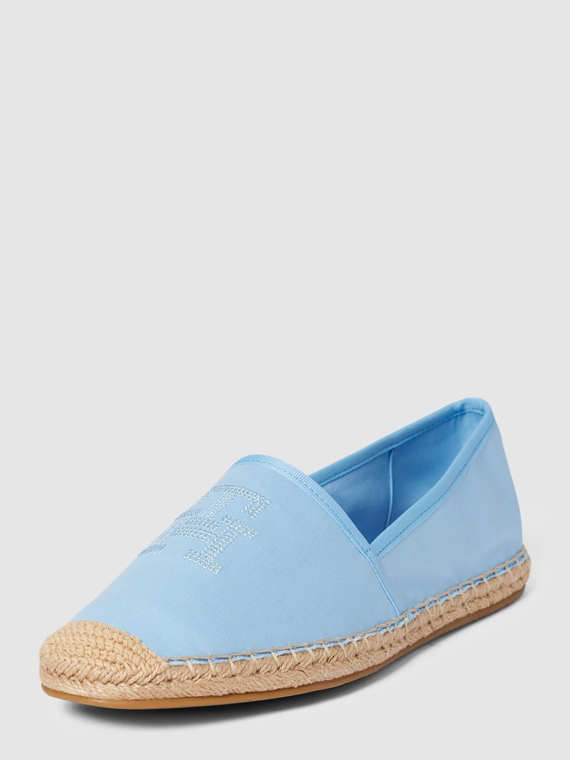 Espadrilles mit Label-Stitching Modell 'EMBROIDERED' in hellblau