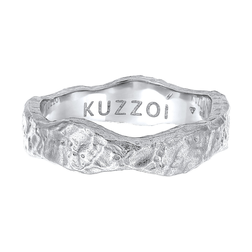 KUZZOI KUZZOI Bague Hommes Bande organique structure en Argent Sterling 925 Bague