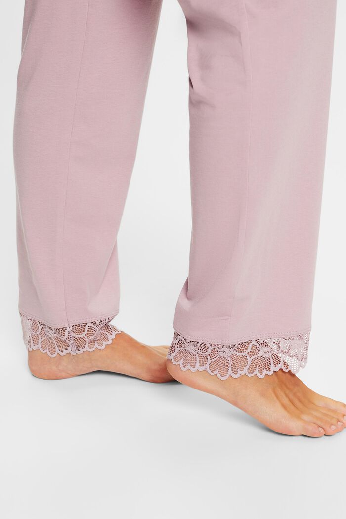 Jersey-Pyjama mit Spitzendetails
