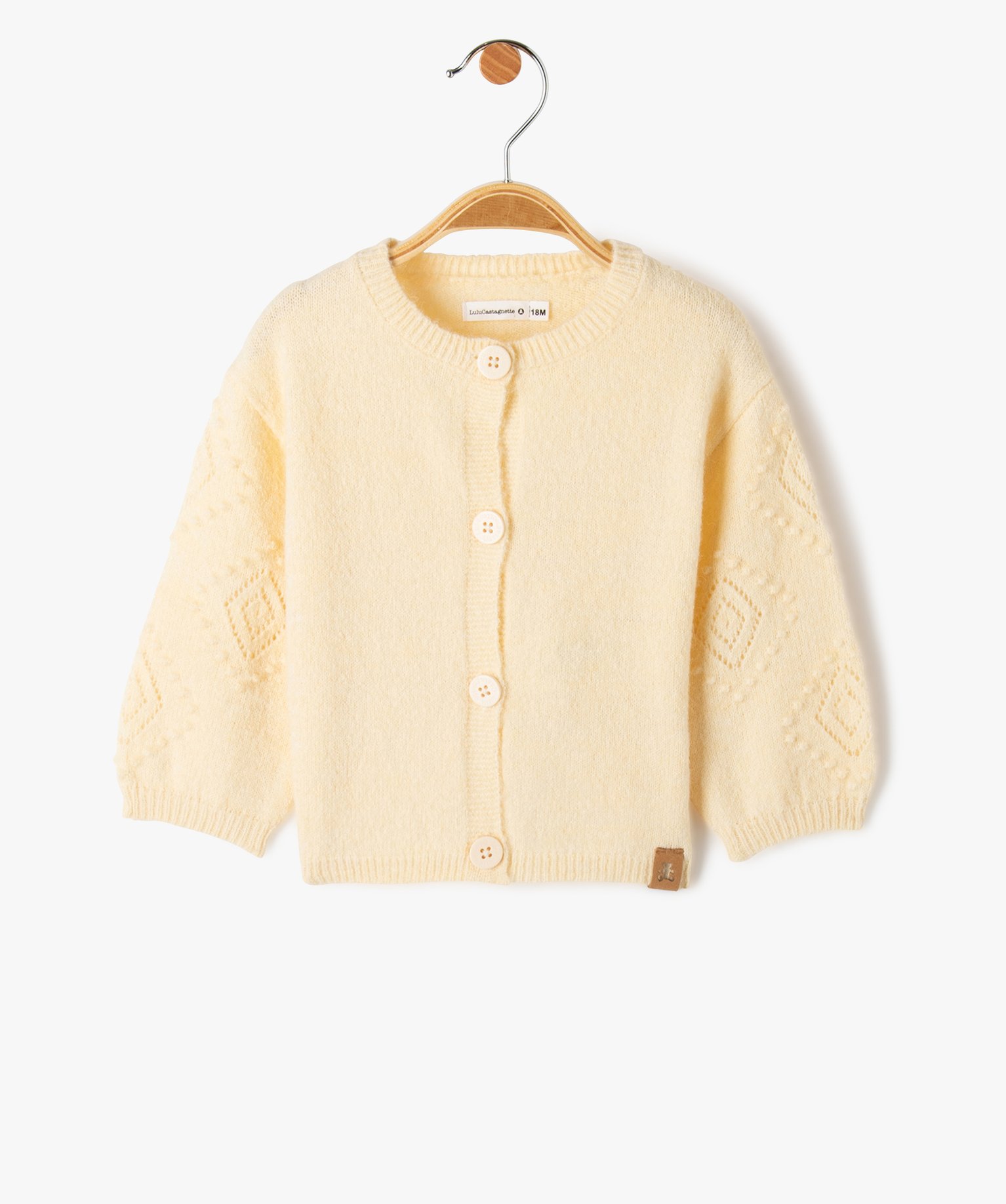 Gilet bébé fille avec manches fantaisie - LuluCastagnette ecru | GEMO