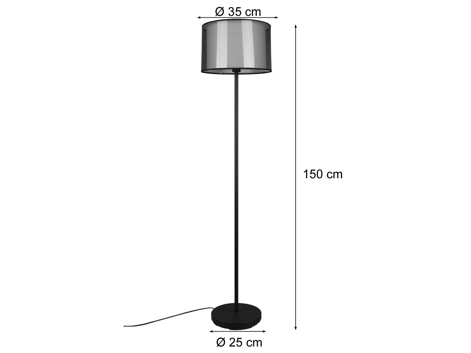 meineWunschleuchte LED Stehlampe, LED wechselbar, Warmweiß, ausgefallene Design-er Lampe dimmbar mit Stoff Lampen-schirm, H: 150cm