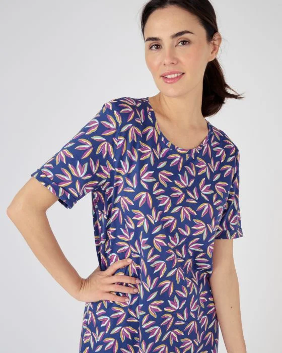 Chemise de nuit manches courtes pur coton peigné