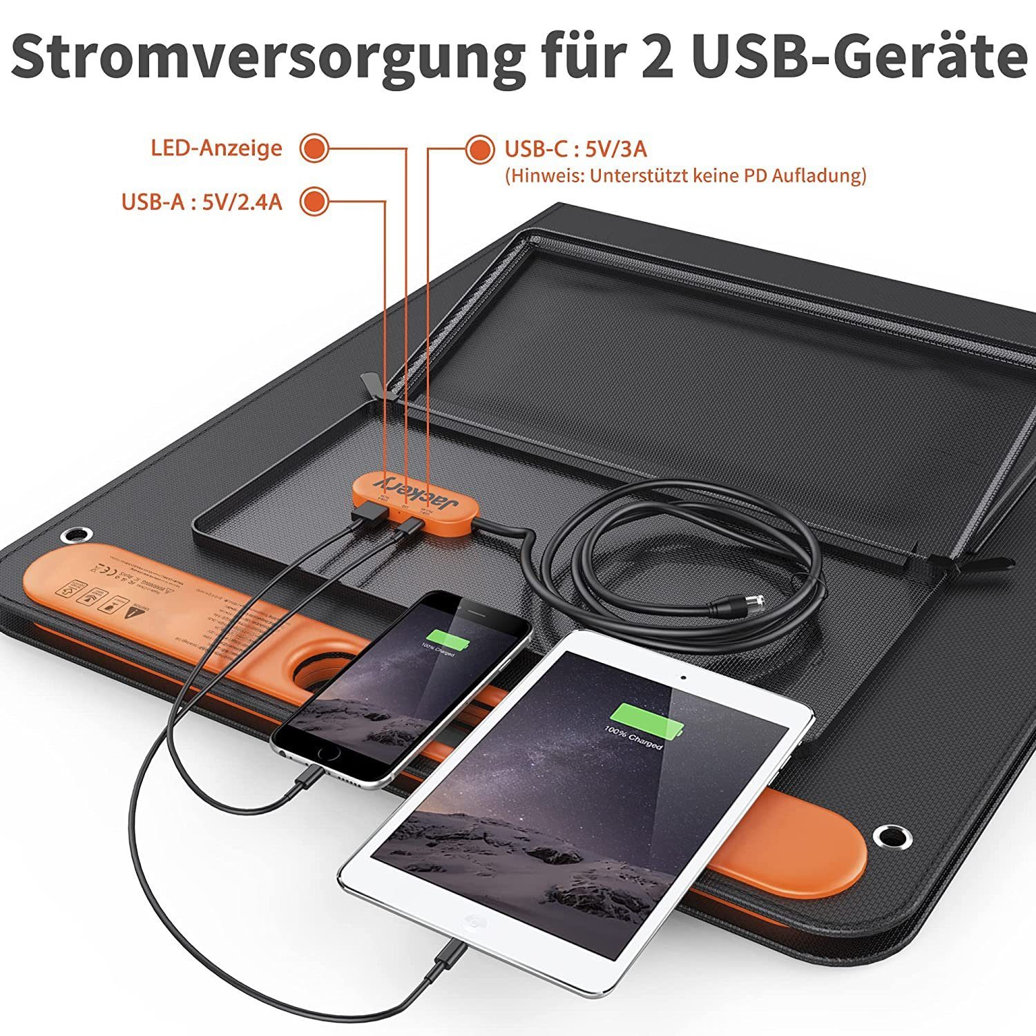 Jackery Solaranlage SolarSaga 100 Solarpanel, 100,00 W, Monokristallin, Zwei USB-Ausgänge zum direkten Aufladen