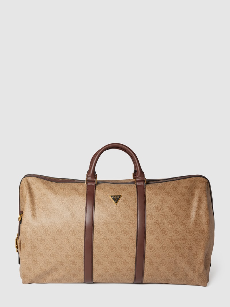 Weekender mit Allover-Logo in beige