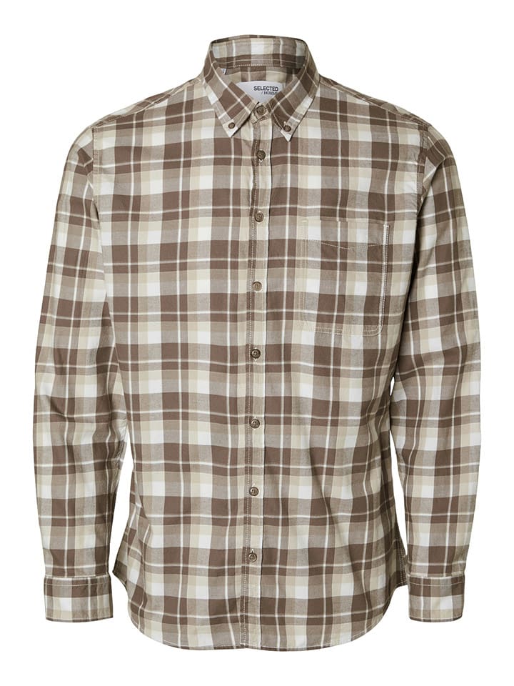 SELECTED HOMME Hemd - Slim fit - in Hellbraun/ Beige günstig kaufen