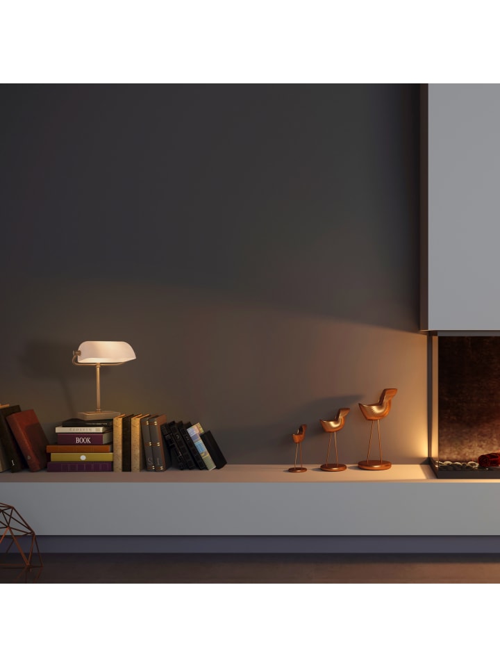 relaxdays Bankerlampe in Weiß/ Messing -  (B)26 x (H)33 x (T)20 cm günstig kaufen onesize