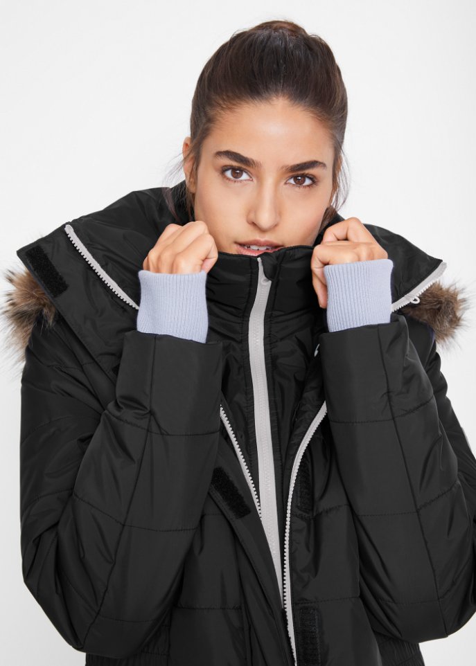 Funktions-Longjacke in 2-in-1-Optik, gesteppt