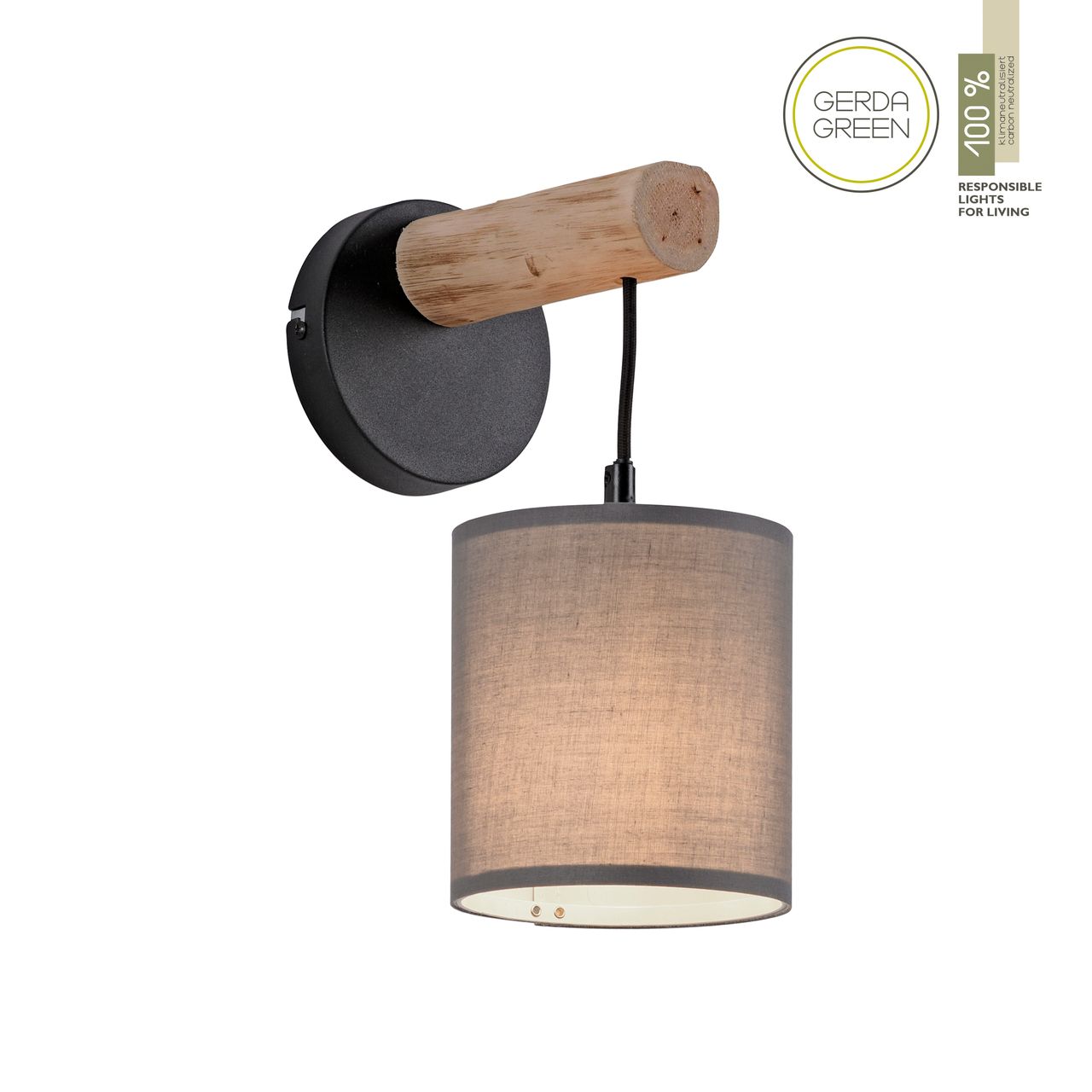JUST LIGHT Wandleuchte GREEN TRIBU, 1x E27/10,00Watt max., Eukalyptusholz, Taupe