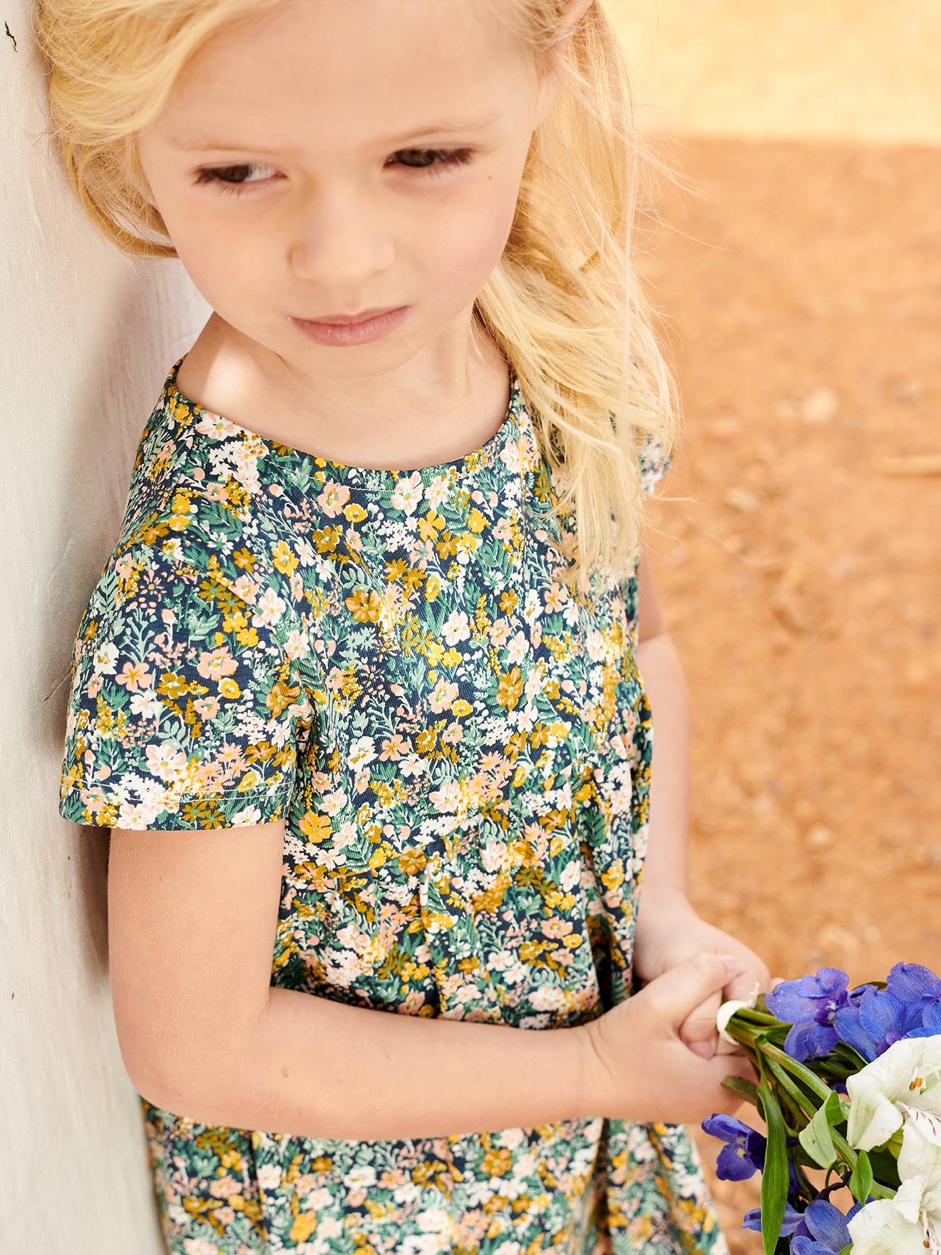 Ensemble robe + cardigan fille pêche