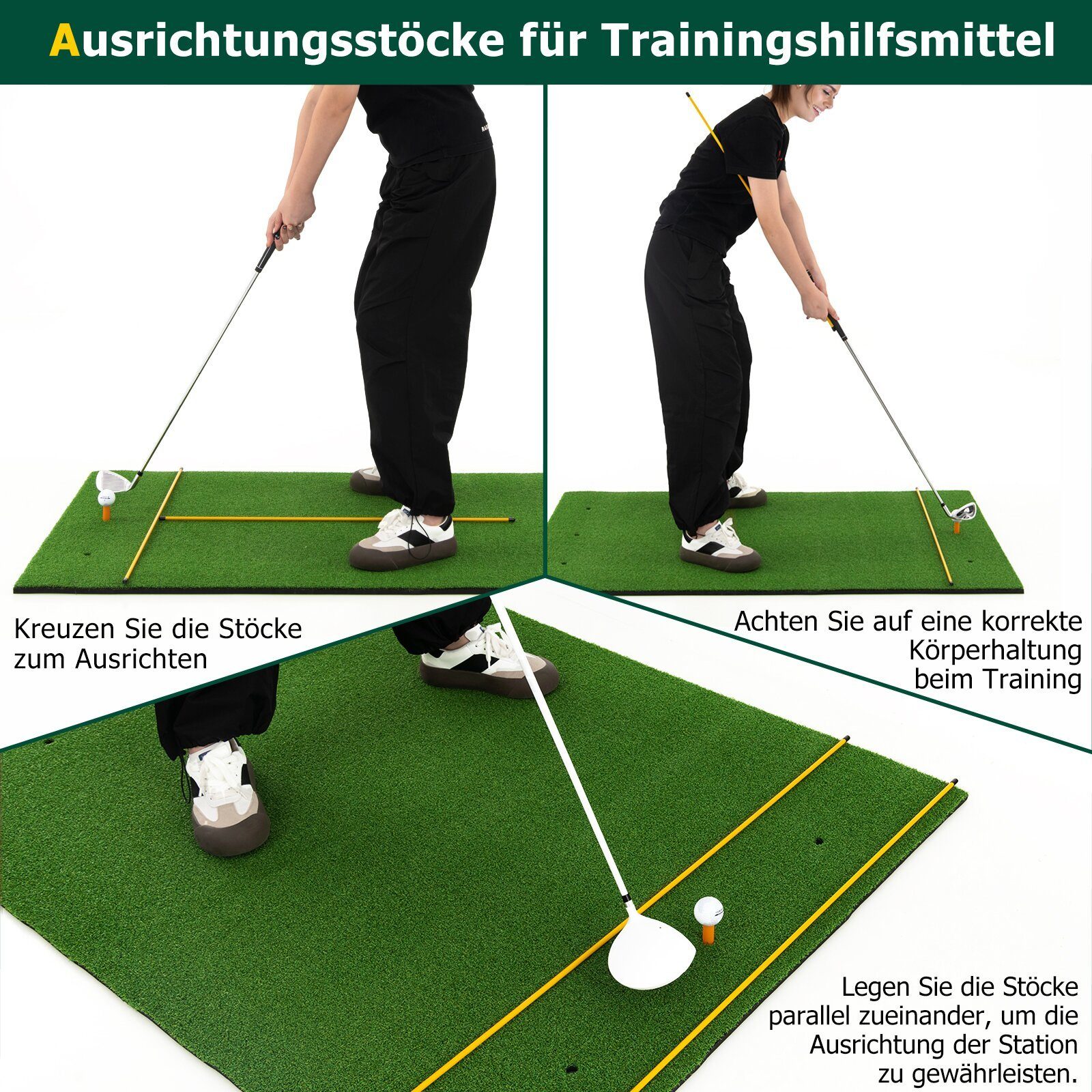 KOMFOTTEU Golf-Abschlagmatte Übungsmatte, 152x92 cm / 152x117 cm, für drinnen & draußen