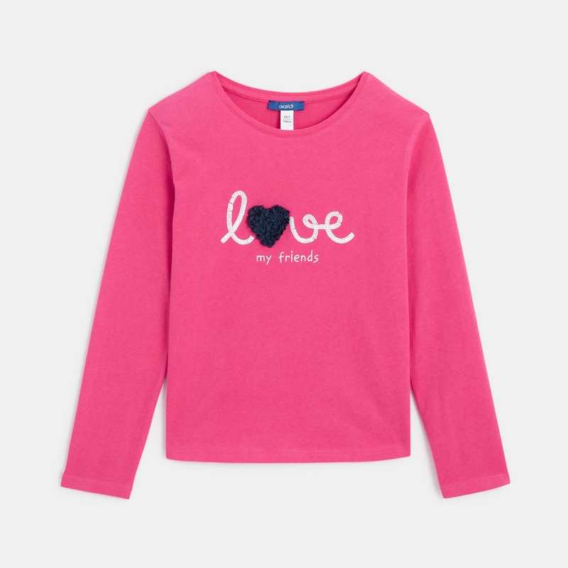 T-shirt à message love rose fille