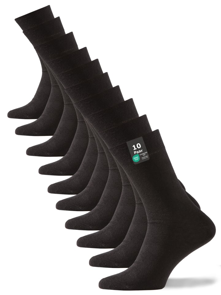 Cotton Prime® 10 Paar Unisex Socken Baumwollsocken - Back to Basic in schwarz günstig kaufen