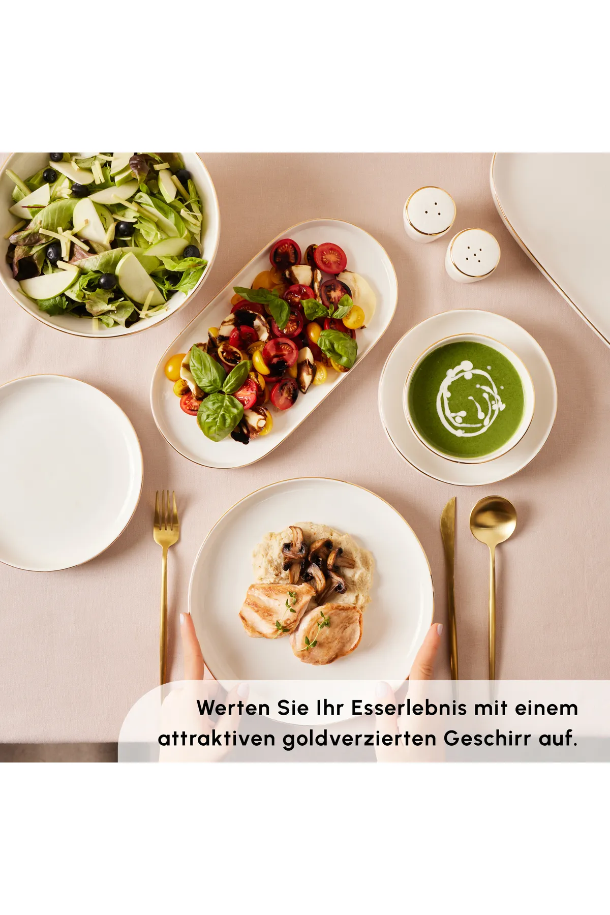 Karaca  Streamline New Saturn Platinum 59-teiliges Porzellan-Geschirrset für 12 Personen