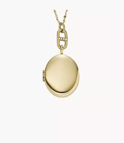 Fossil Kette Heritage Locket Collection Edelstahl goldfarben