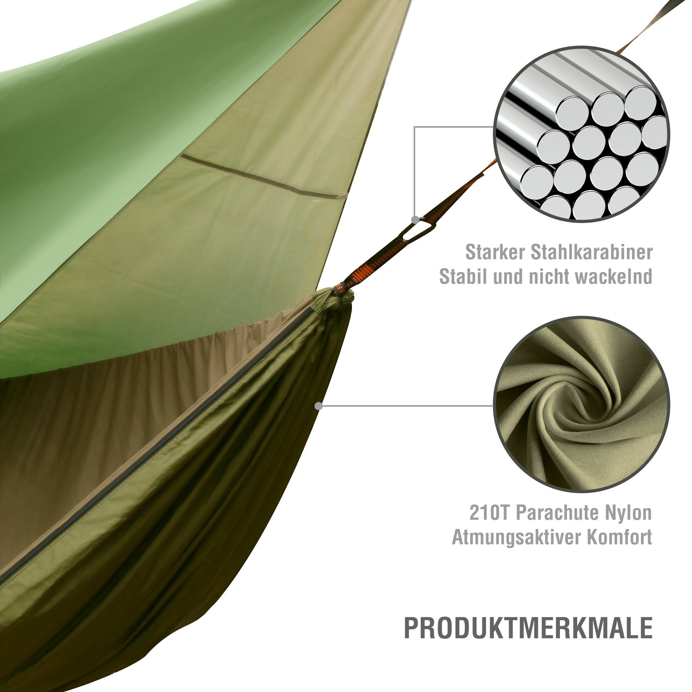 Zoomyo Hängematte Hängematte 2-in-1, für Camping, Garten und Outdoor-Trips