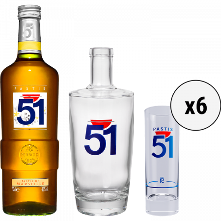 PASTIS 51 + CARAFE + 6 VERRES TUBES