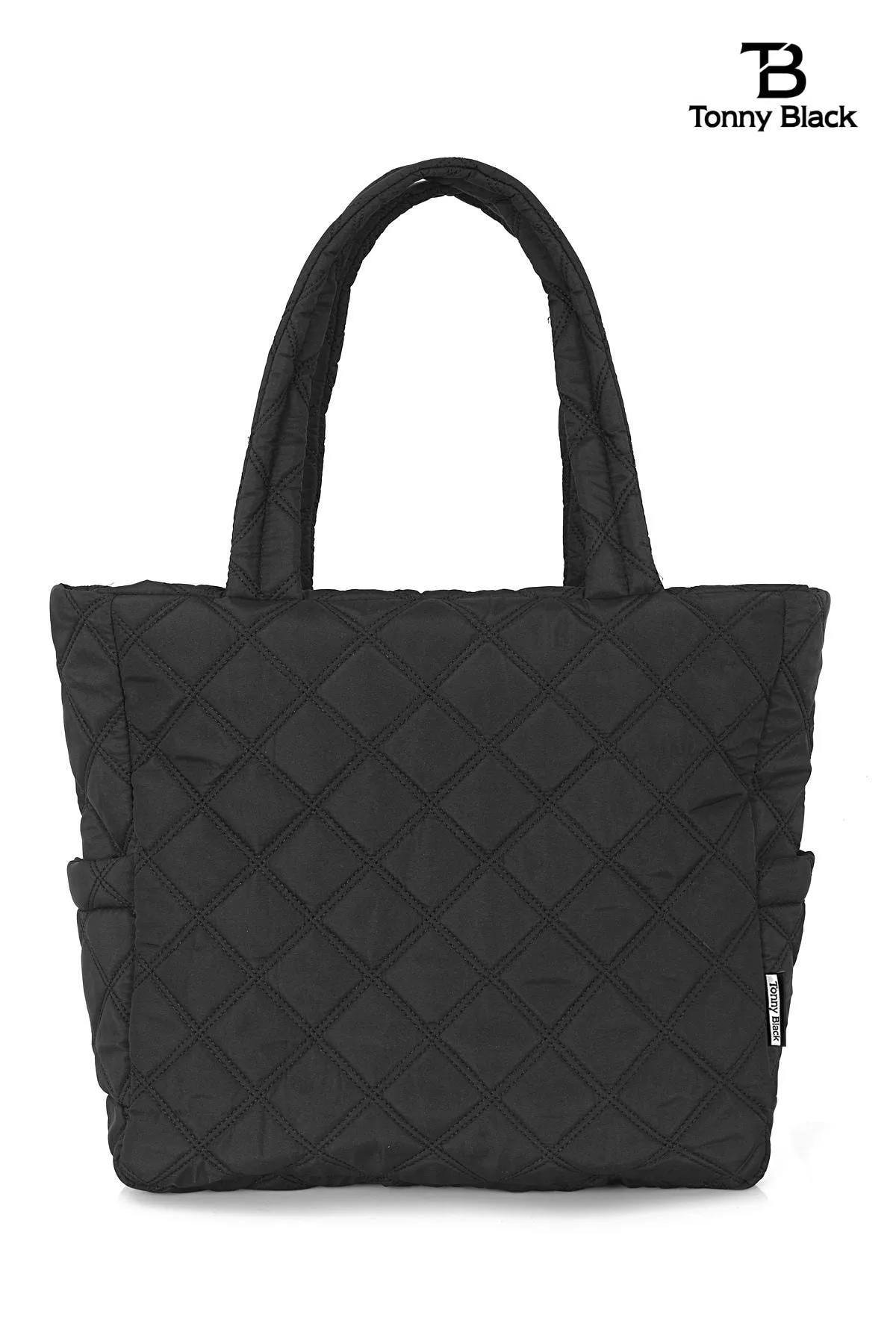Tonny Black  Original großvolumige Damen-Komfortmodell mit Reißverschluss, gesteppter Tragetasche, aufblasbarer Shopper-Griff