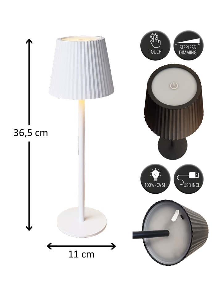 Coen Bakker LED Tischlampe dimmbar Touch Farbwechsler IP44 Innen & Außen 36,5x11cm in Weiß günstig kaufen onesize