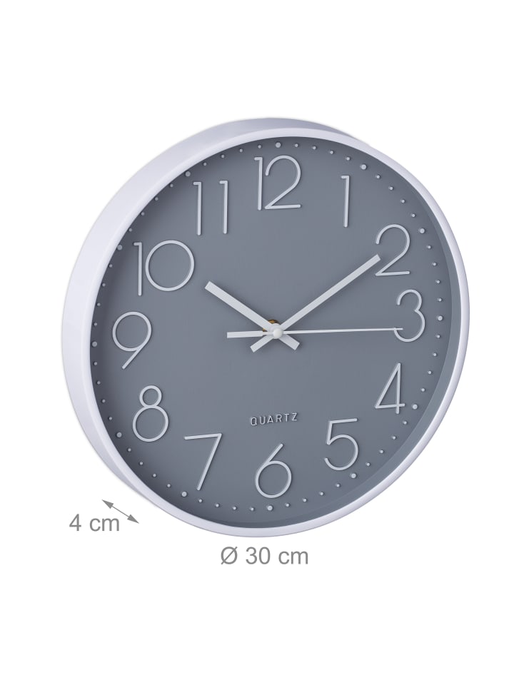 relaxdays Wanduhr in Grau/ Weiß - Ø 30 cm günstig kaufen onesize