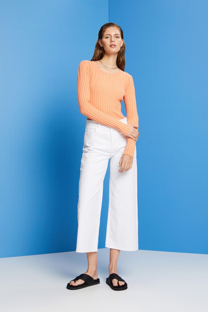 Asymmetrischer, gerippter Pullover aus Seidenmix