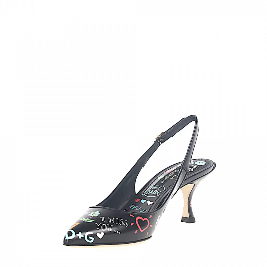 Dolce & Gabbana - Slingpumps Print schwarz mehrfarbig - schwarz