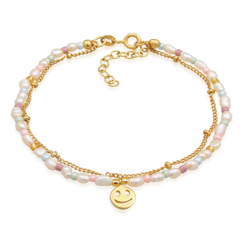 Elli Elli Bracelet Perles de emoji pour femmes avec perles d'eau douce en argent sterl Bracelet