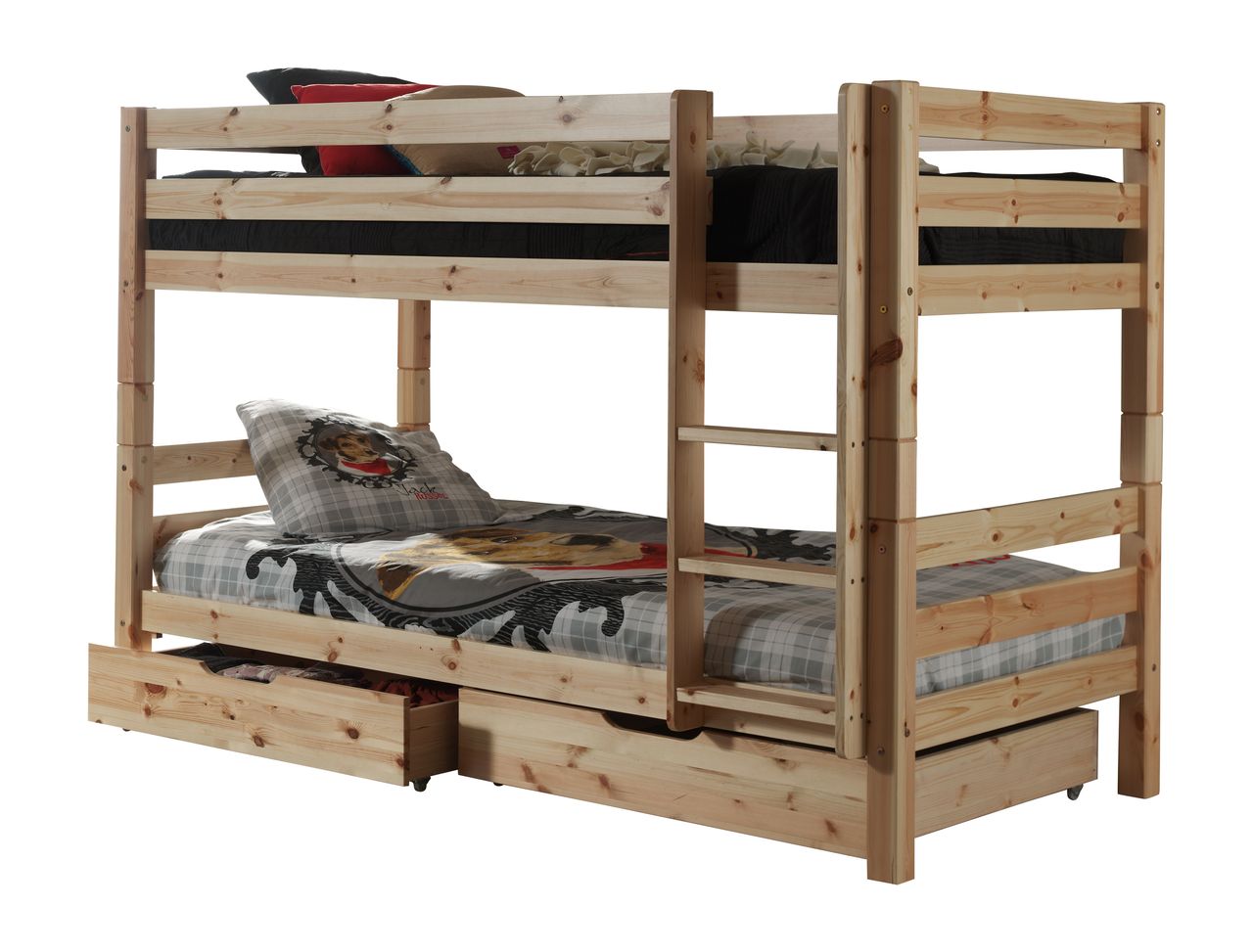 VIPACK Etagenbett Pino 140 cm Höhe, Ausf. Kiefer massiv natur lackiert