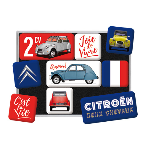 Nostalgic Art Magnet-Set, Motiv "Citroen - 2CV C´est la vie", 1 Stück, 9-teilig - ATU