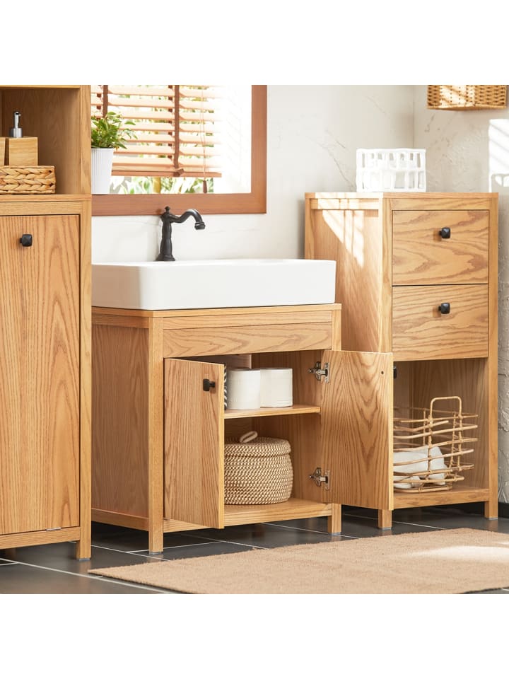 SoBuy Waschbeckenunterschrank in Natur - (B)60 x (H)60 x (T)35cm günstig kaufen onesize