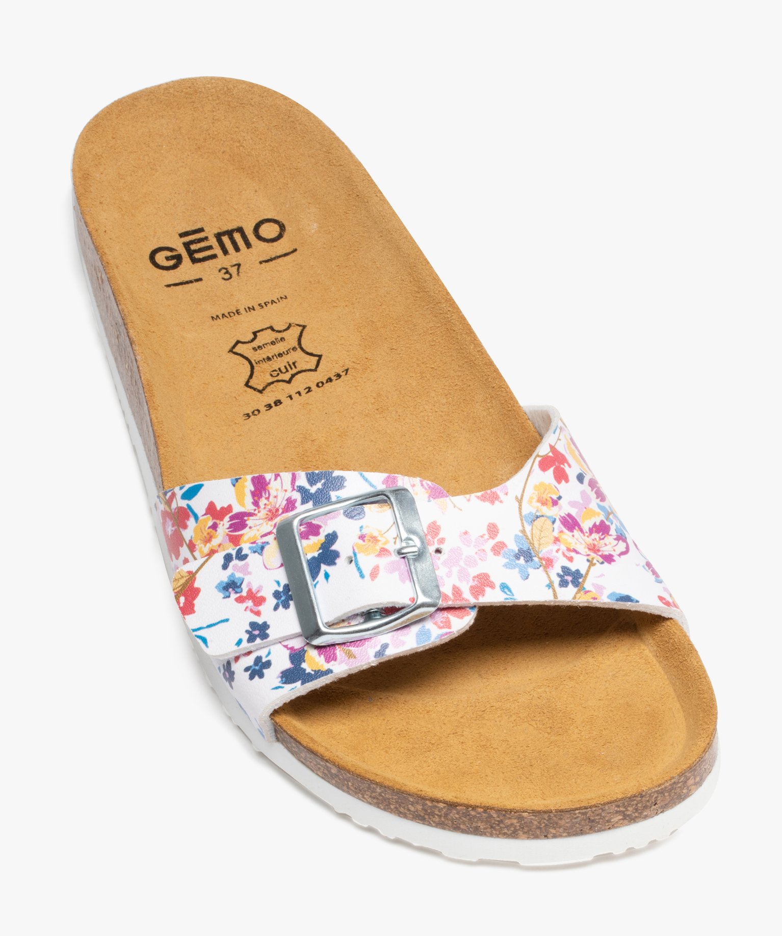Mules femme plates avec bride à boucle inspiration Liberty blanc | GEMO