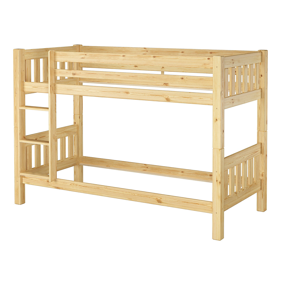 Etagenbett 90x200 Kiefer mit Rollrost, Matratzen und Bettkasten
