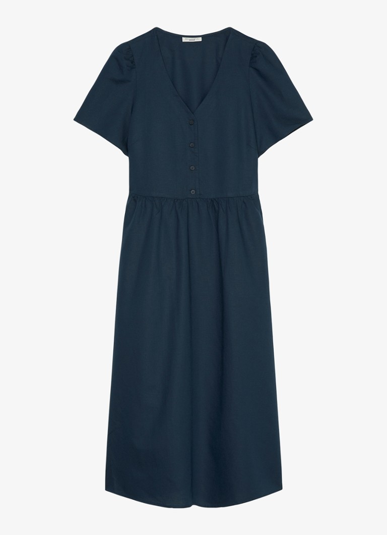 Marc O'Polo Denim Midi-skjortekjole i linblanding