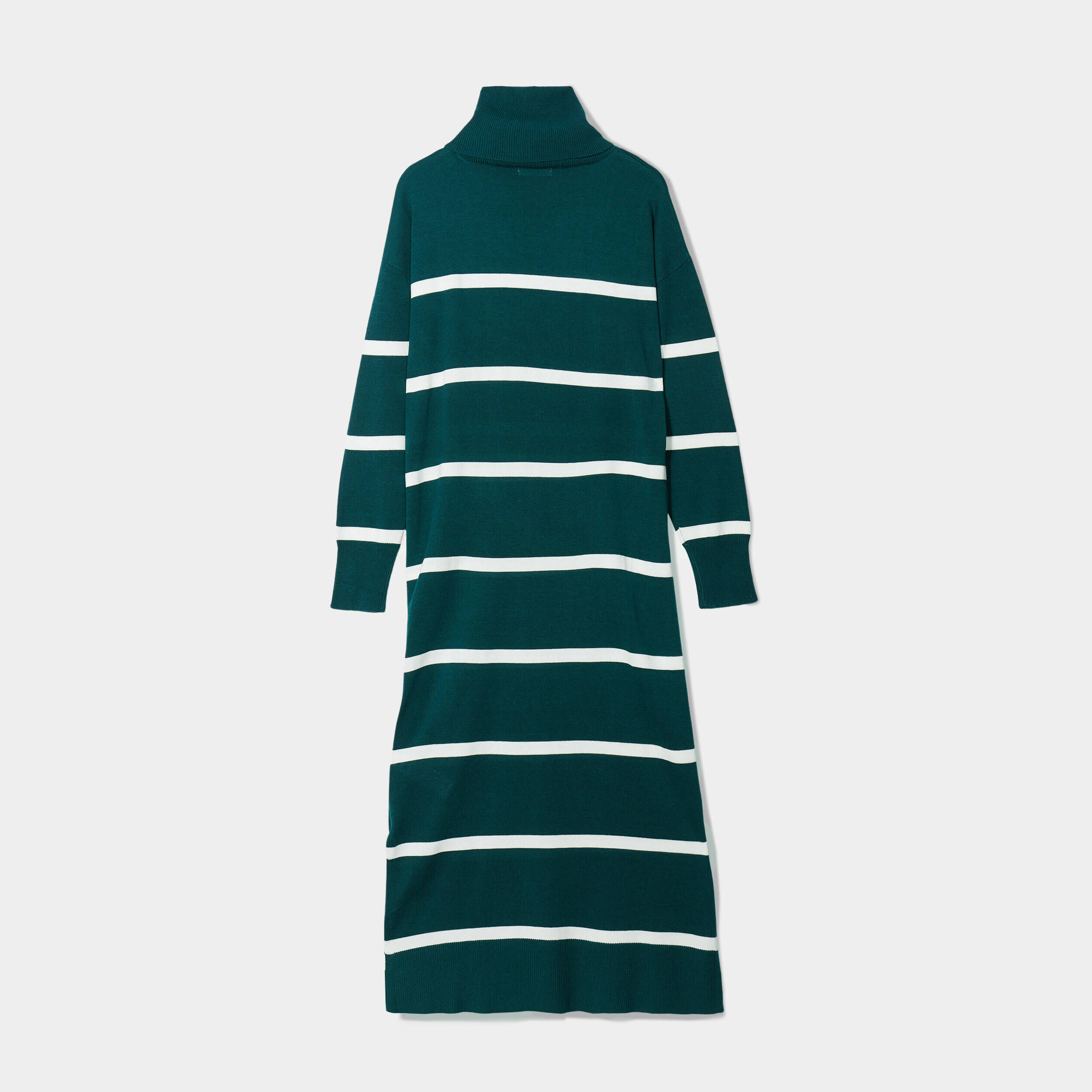 Robe pull longue col roulé vert foncé femme | Cache Cache
