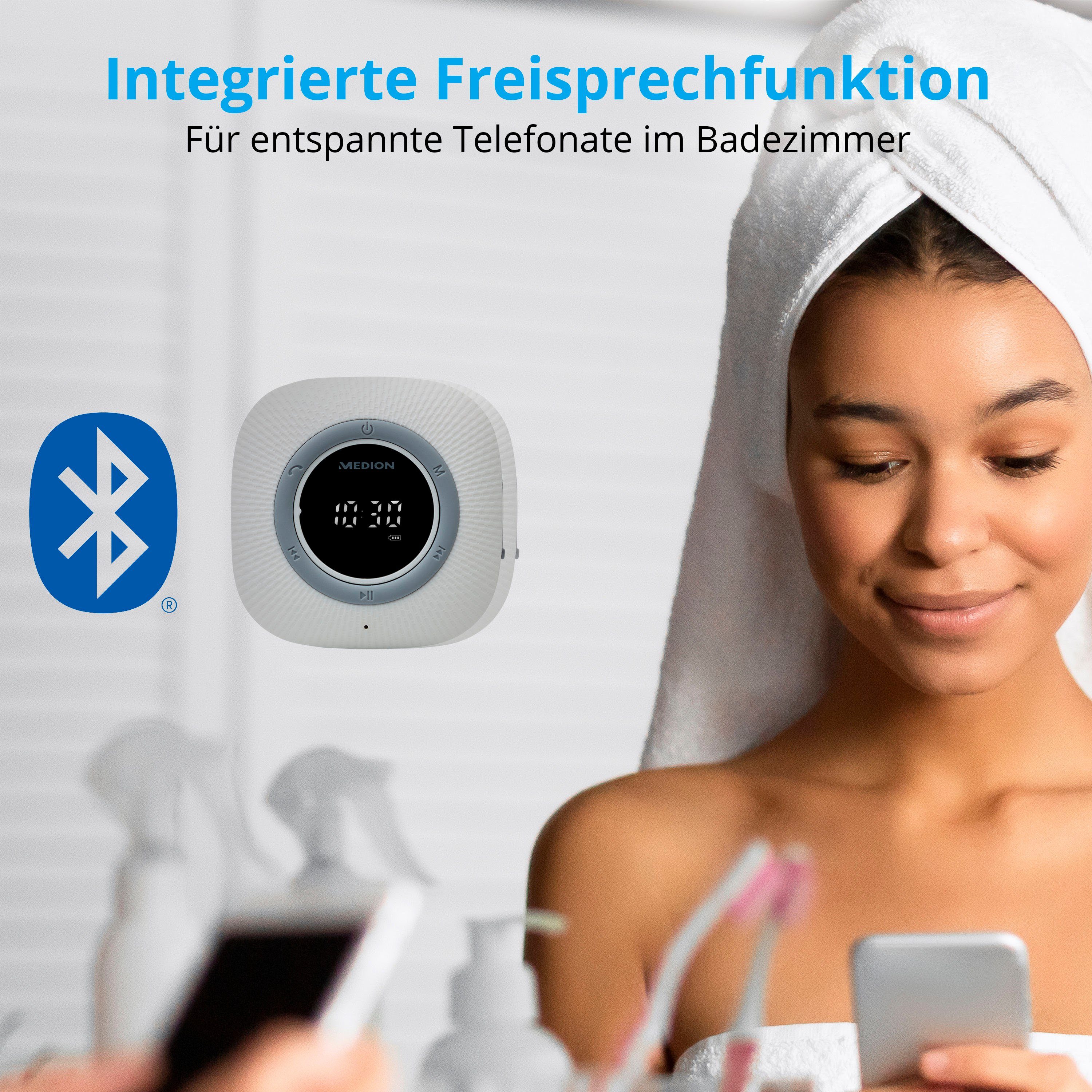 Medion® LIFE® P66096 (MD 43881) Dusch- Digitalradio (DAB) (UKW mit RDS, 3 W)