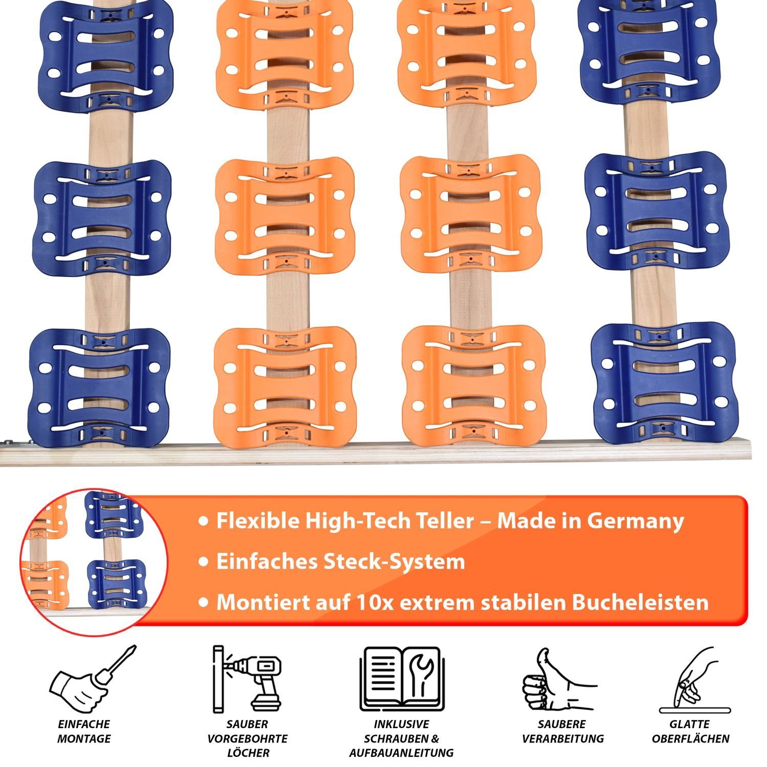 Teiltellerlattenrost, Coemo, Kopfteil nicht verstellbar, Fußteil nicht verstellbar, preisgünstiger Selbstbausatz - Made in Germany