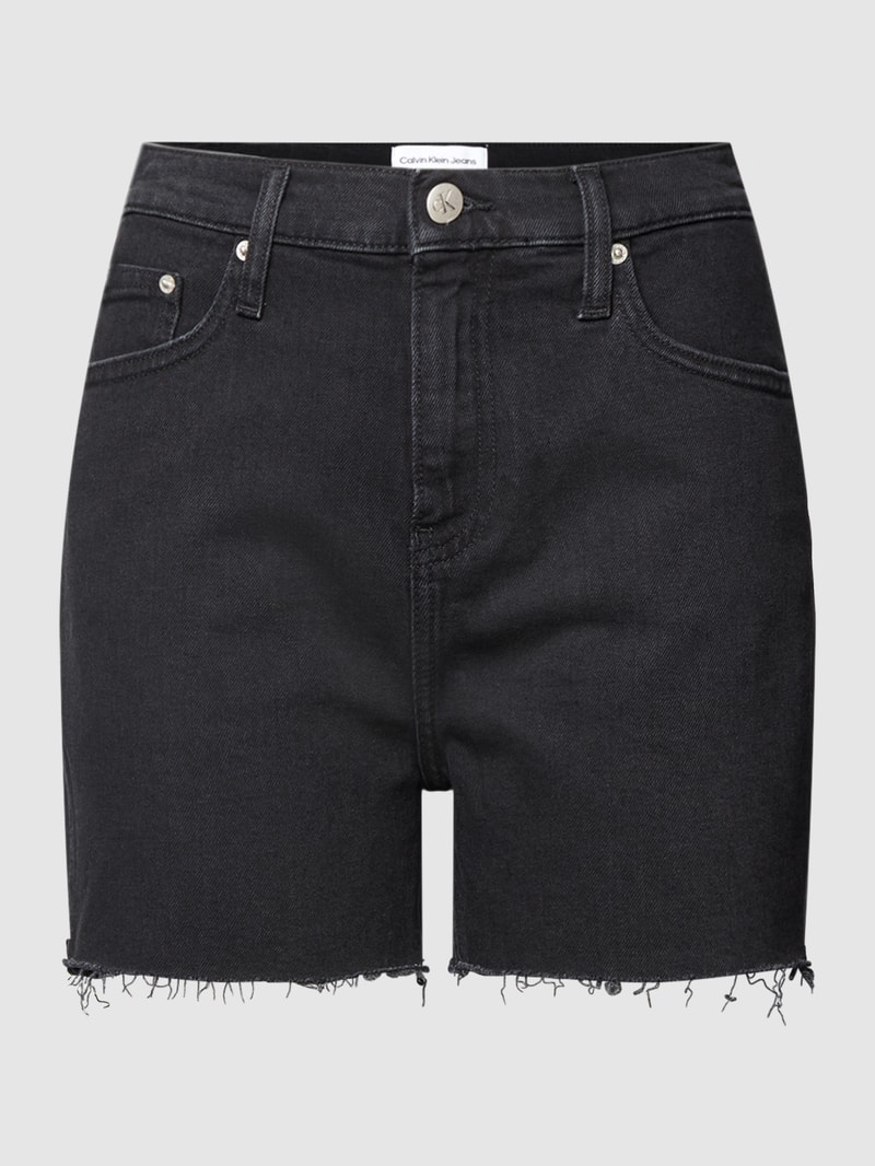 Jeansshorts mit ausgefransten Abschlüssen Modell 'MOM' in schwarz