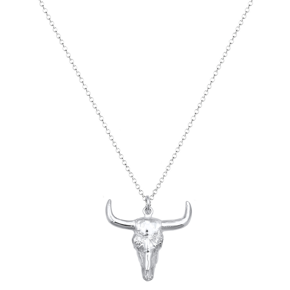 KUZZOI KUZZOI Collier Corne Taureau Collier Hommes - (925/1000) Argent collier