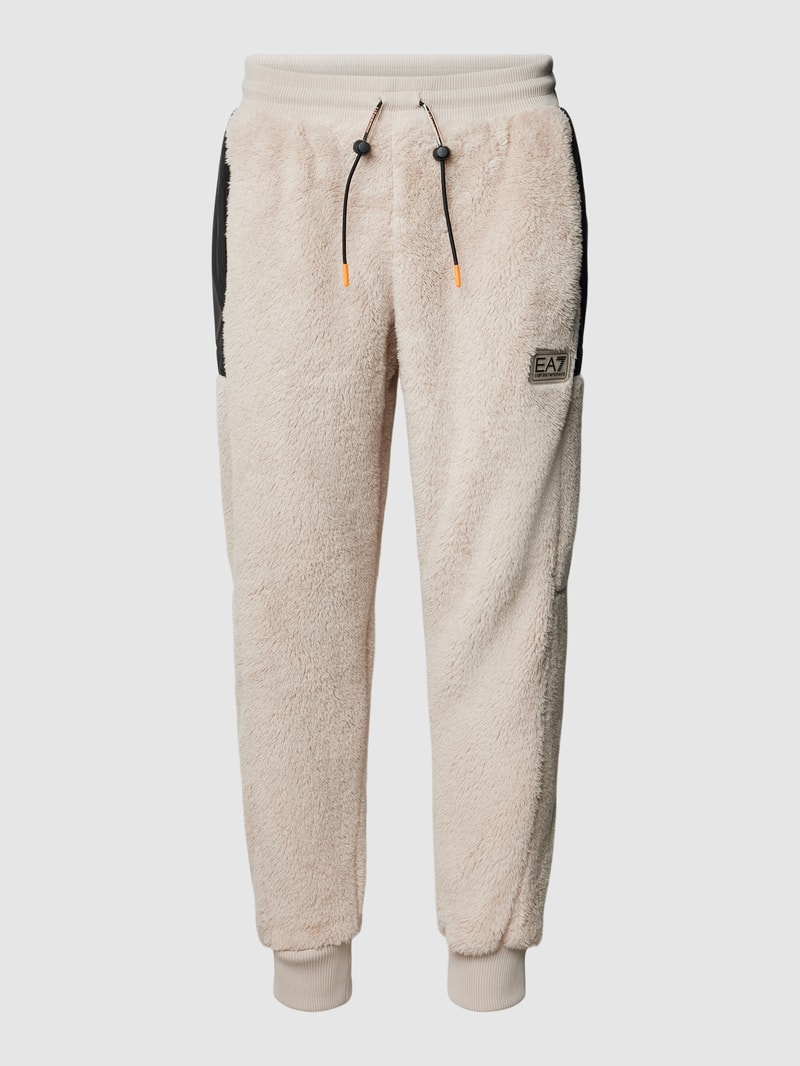 Sweatpants mit Teddyfell in beige