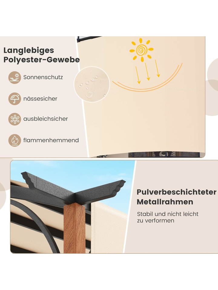 COSTWAY Pergola mit ausziehbarem Dach 3,6x3m in Beige günstig kaufen onesize
