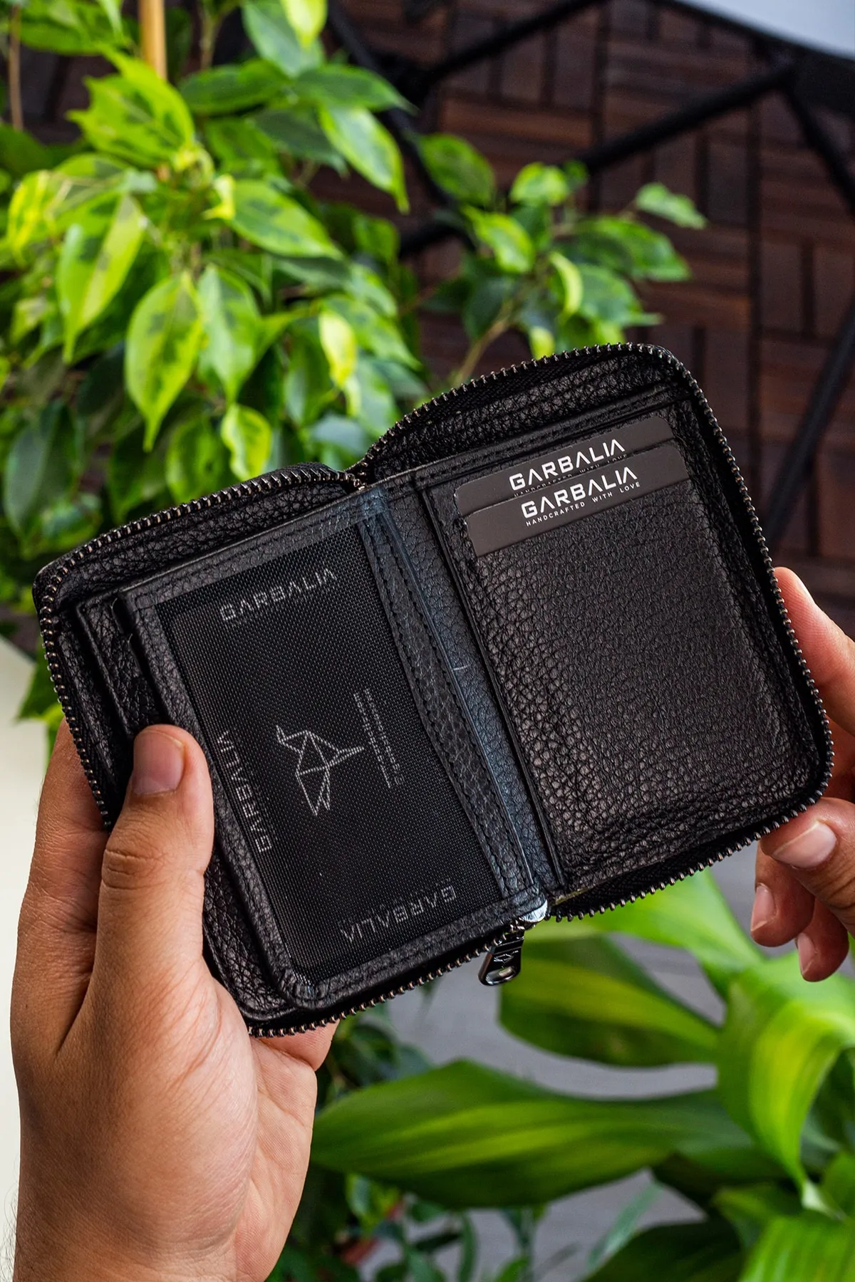 Garbalia  Schwarze Herrenbrieftasche aus echtem Leder