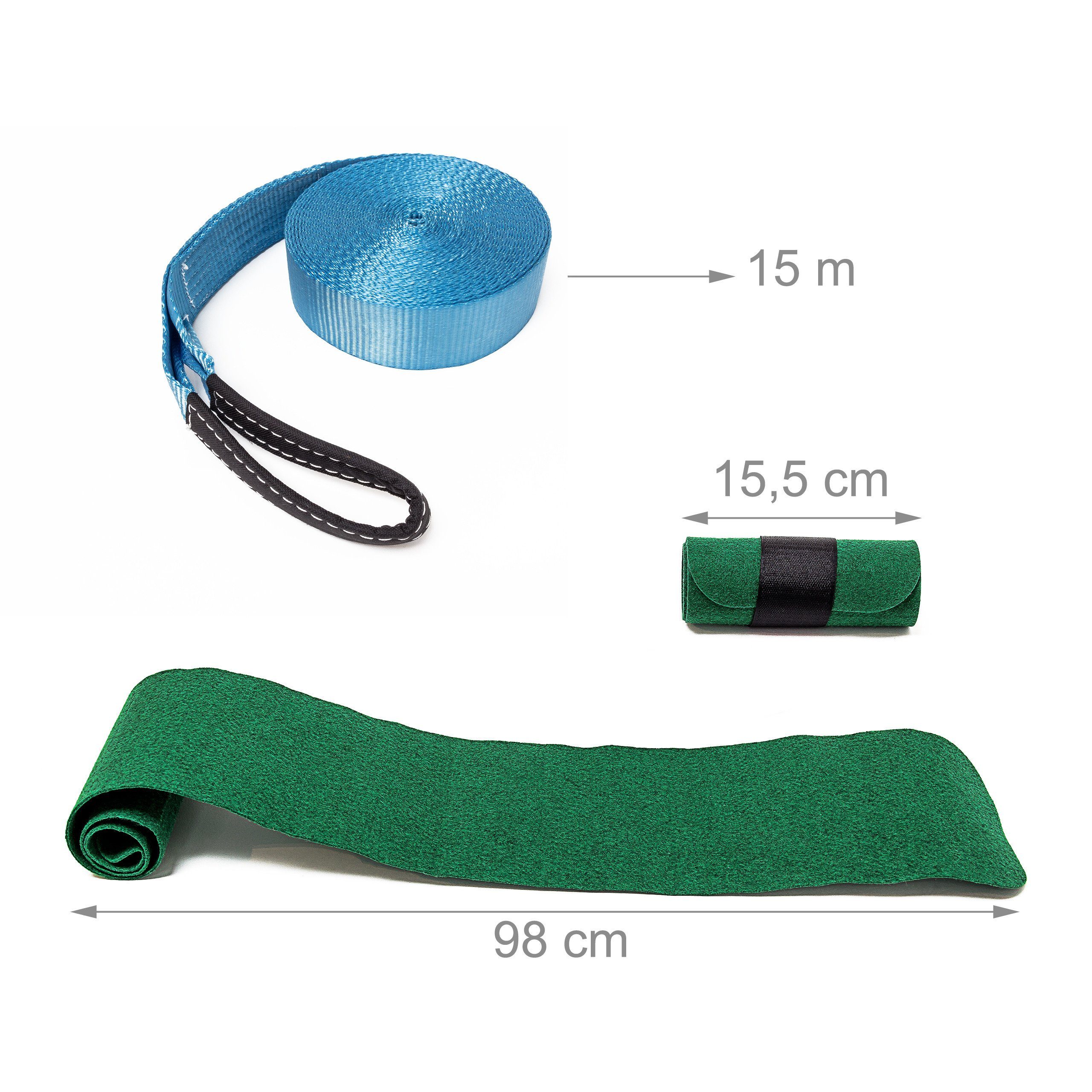 relaxdays Slackline Slackline 15m Set mit Baumschutz