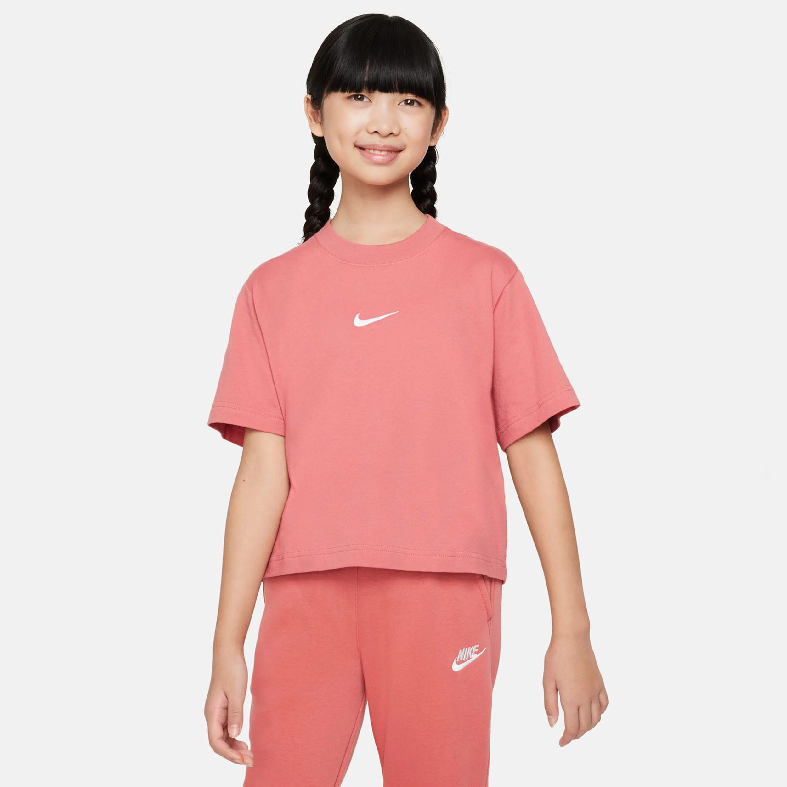 New Sportswear Essential Boxy T-Shirt Mädchen - Koralle