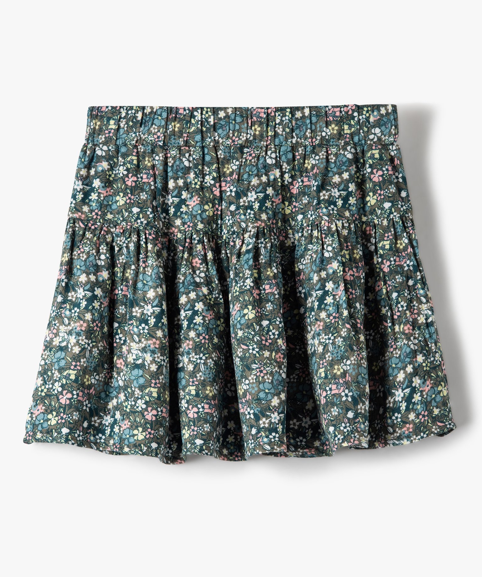 Jupe fille froncée à motifs fleuris | GEMO