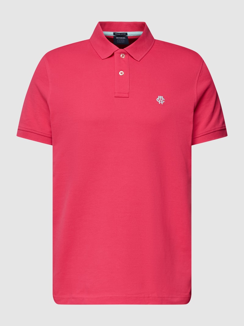 Poloshirt mit Logo-Stitching in pink
